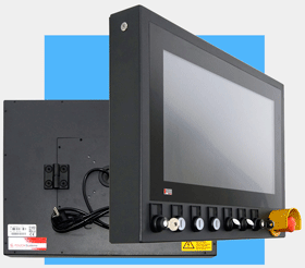 Industrieller Multitouch Panel PC FlatMan™ AR185 mit EATON Schalter und Taster der Serie M22
