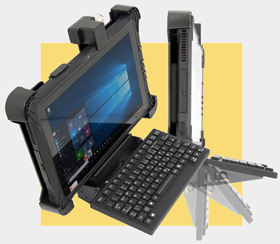 FlatMan™ TabletPC Halterung für Fahrzeuge mit neigbarer aber hoch robuster Tastatur mit MIL-Spezifikation
