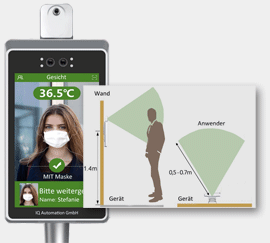 IQ Automation kombiniert Gesichtsüberprüfung mit Infrarot-Thermografie und Gesichtserkennung (optional) in einem Temperaturabtastgerät IQ-TG980T